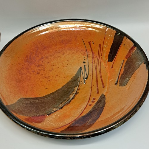 #230412 Platter Raku Glitter Glaze $95 at Hunter Wolff Gallery